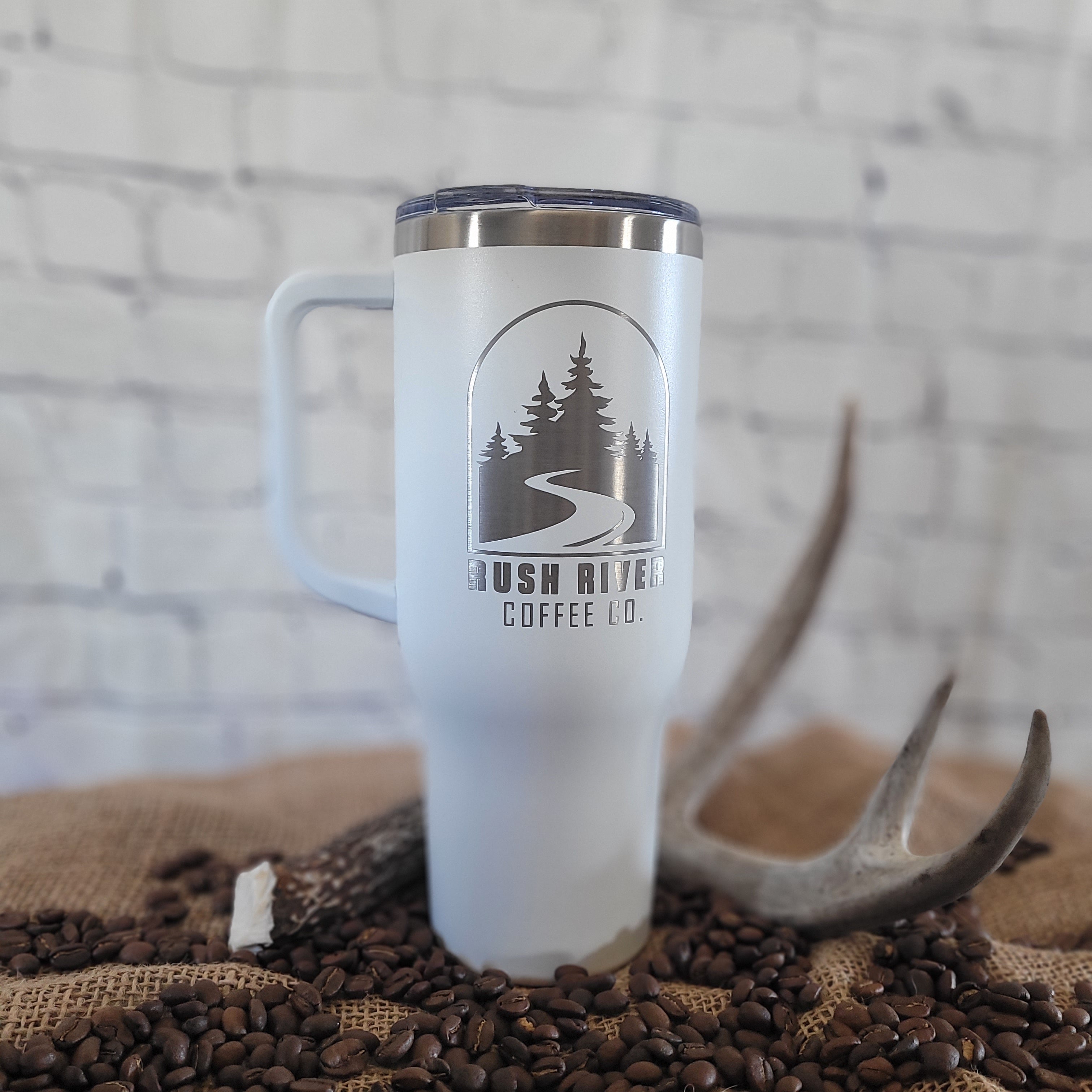 40 oz Tumbler with Handle: Matte White