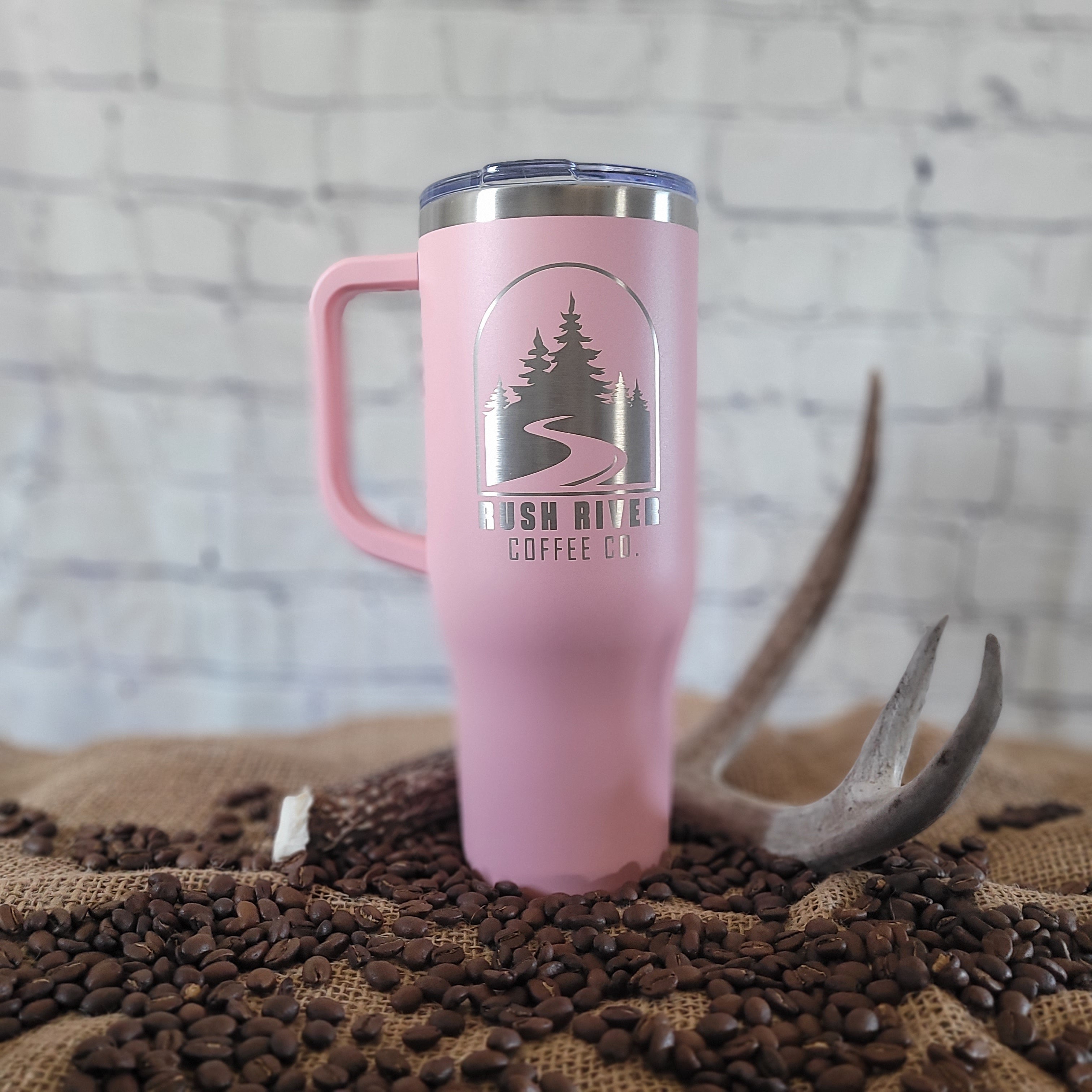 40 oz Tumbler with Handle: Matte Pink