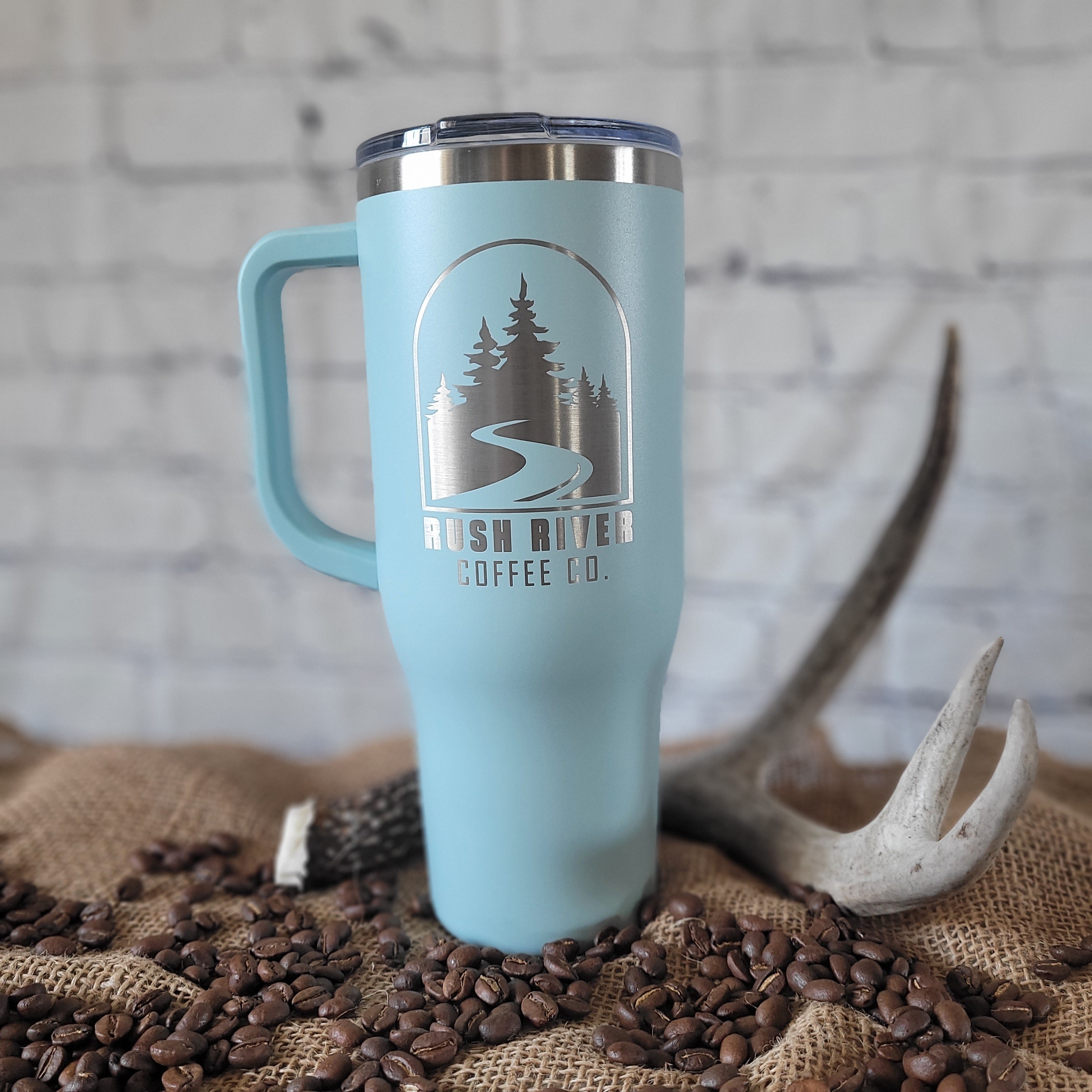 40 oz Tumbler with Handle: Matte Seaglass